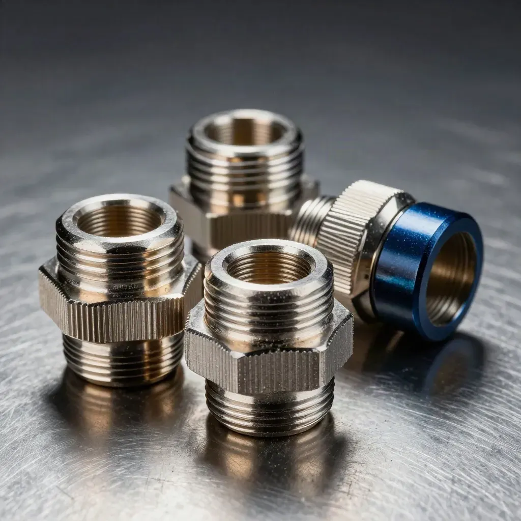Weatherproof cable glands, grounding braid, and stainless fittings on brushed steel.